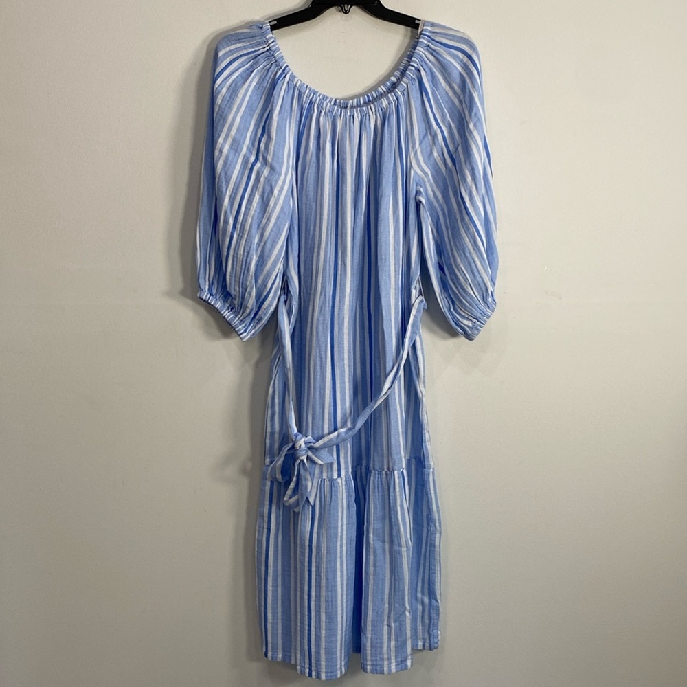 Tommy Bahama Midi Dress Gauzy Off The Shoulder 3/4 Sleeves Large